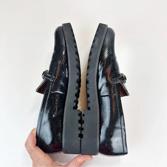 Franco Sarto Cason Loafer Size 9.5M Faux Patent Leather Bridle Bit Lug Sole - Picture 7 of 9